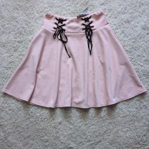 Hot Topic Midnight Hour mini skater skirt pastel pink ribbon corset small